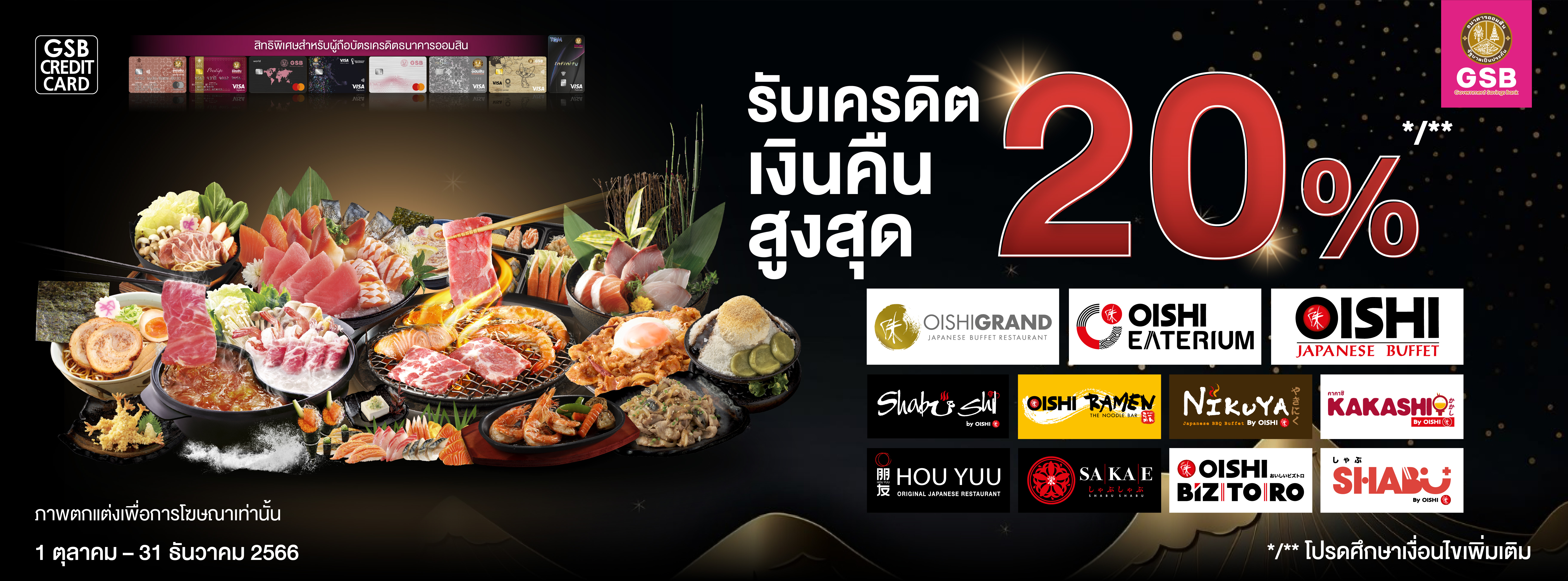 บัตรเครดิตธนาคารออมสิน รับเครดิตเงินคืนสูงสุด 20%
